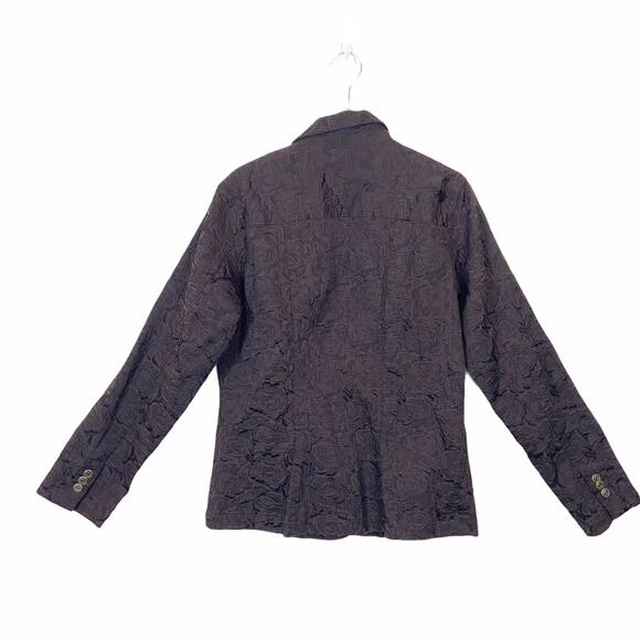 Chico's Blazer Jacket Size 4 Floral Roses Brown on Brown Vintage Career Classic - Picture 2 of 13